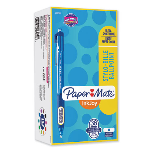 Image of Paper Mate® Inkjoy 300 Rt Ballpoint Pen, Retractable, Medium 1 Mm, Blue Ink, Blue Barrel, 36/Pack