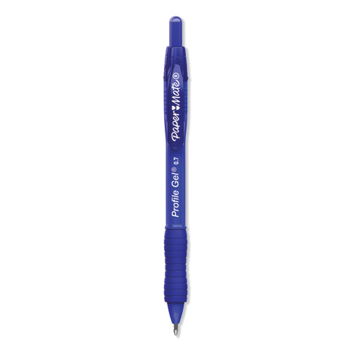 Image of Paper Mate® Profile Gel Pen, Retractable, Medium 0.7 Mm, Blue Ink, Translucent Blue Barrel, 36/Pack