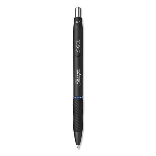 Image of S-Gel High-Performance Gel Pen, Retractable, Medium 0.7 mm, Blue Ink, Black Barrel, Dozen