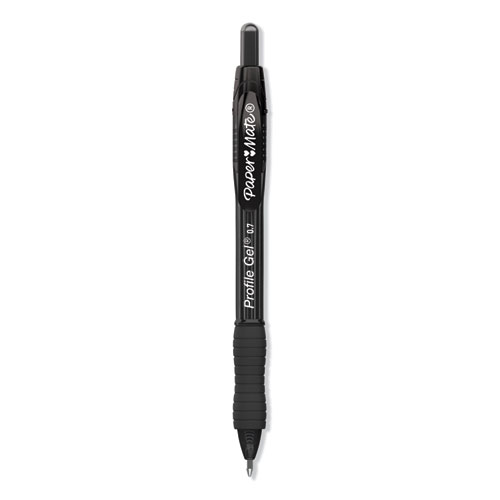 Profile Gel Pen, Retractable, Medium 0.7 mm, Black Ink, Translucent Black Barrel, 36/Pack