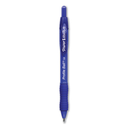 Profile Ballpoint Pen, Retractable, Medium 1 mm, Blue Ink, Translucent Blue Barrel, 36/Pack