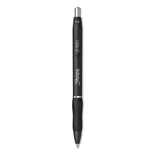 Image of S-Gel High-Performance Gel Pen, Retractable, Fine 0.5 mm, Black Ink, Black Barrel, Dozen