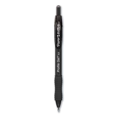 Paper Mate® Profile Gel Pen, Retractable, Fine 0.5 mm, Black Ink, Translucent Black Barrel, 36/Pack