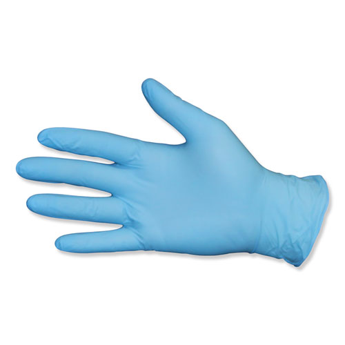 Unlined Beaded Cuff Blue Nitrile Exam Gloves Small 