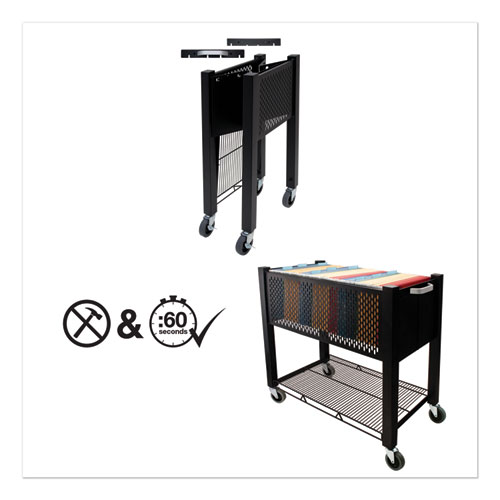 Vertiflex® Instacart File Cart, Metal, 1 Shelf, 1 Bin, 14.25" X 28.5" X 27.75", Black