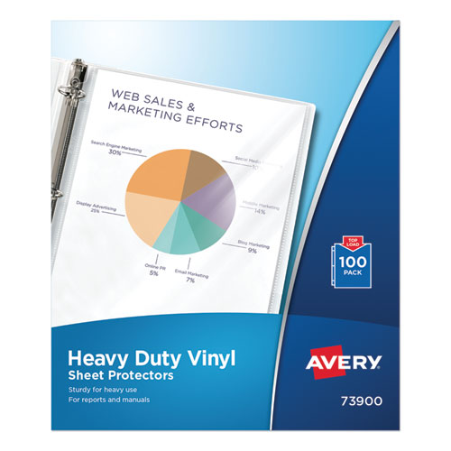 Avery® Top-Load Vinyl Sheet Protectors, Heavy Gauge, Letter, Clear, 100/Box