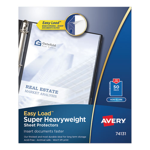 Avery® Top-Load Poly Sheet Protectors, Super Heavy Gauge, Letter, Nonglare, 50/Box