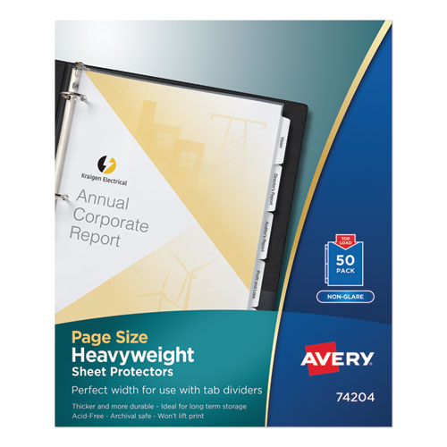 Image of Avery® Top-Load Poly Three-Hole Sheet Protectors, Non-Glare, Letter, 50/Box