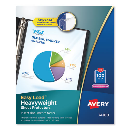 Image of Avery® Top-Load Poly Sheet Protectors, Heavy Gauge, Letter, Diamond Clear, 100/Box
