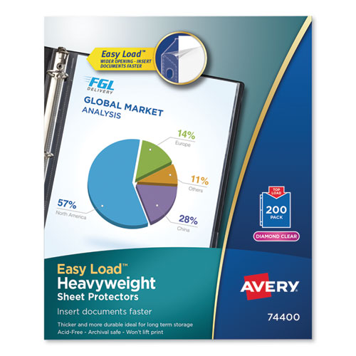 Image of Avery® Top-Load Poly Sheet Protectors, Heavy, Letter, Diamond Clear, 200/Box