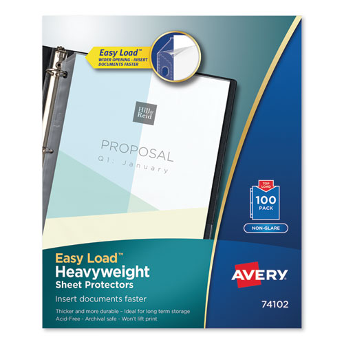 Avery® Top-Load Poly Sheet Protectors, Heavy Gauge, Letter, Nonglare, 100/Box