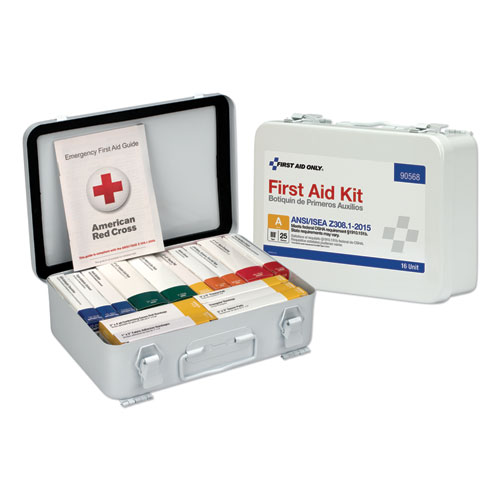 First Aid Only™ Unitized ANSI 2015 Compliant Class B Type III First Aid Kit for 100 People, 217 Pieces, Metal Case