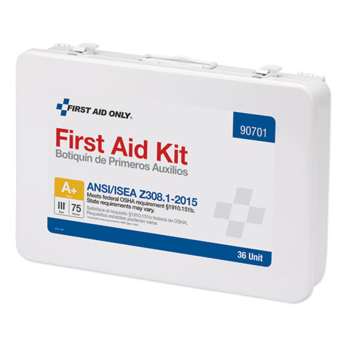 Image of Unitized ANSI Compliant Class A Type III First Aid Kit for 25 People, 84 Pieces, Metal Case