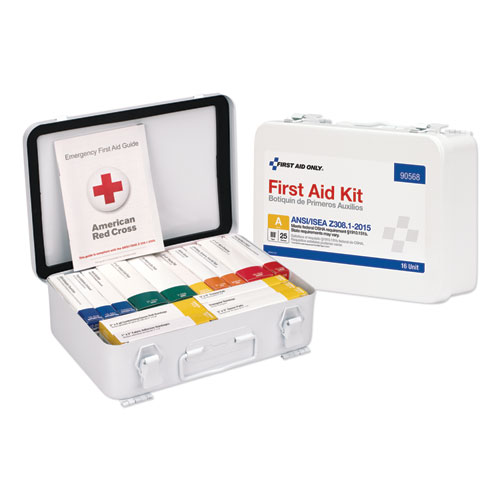 First Aid Only™ Unitized ANSI Compliant Class A Type III First Aid Kit for 25 People, 84 Pieces, Metal Case