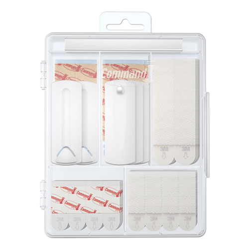 Image of Picture Hanging Kit, Assorted Sizes, Plastic, White/Clear, 1 lb; 4 lb; 5 lb Capacities 38 Pieces/Pack