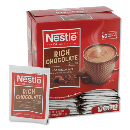Nestlã©® Hot Cocoa Mix, Rich Chocolate, .71Oz, 50/Box