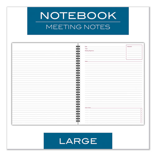 Image of Cambridge® Wirebound Guided Meeting Notes Notebook, 1-Subject, Meeting-Minutes/Notes Format, Dark Gray Cover, (80) 11 X 8.25 Sheets