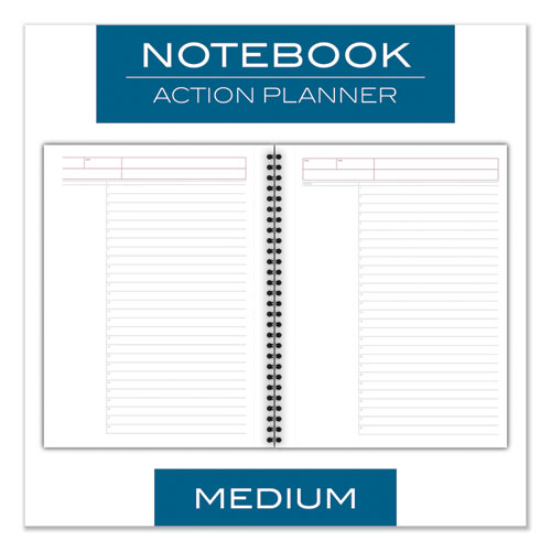Wirebound Guided Action Planner Notebook, 1-Subject, Project-Management Format, Dark Gray Cover, (80) 9.5 x 7.5 Sheets