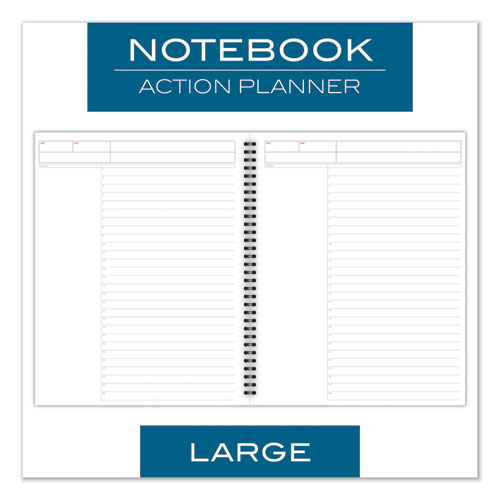 Wirebound Guided Business Notebook, Action Planner, Dark Gray, 11 x 8.5, 80 Sheets