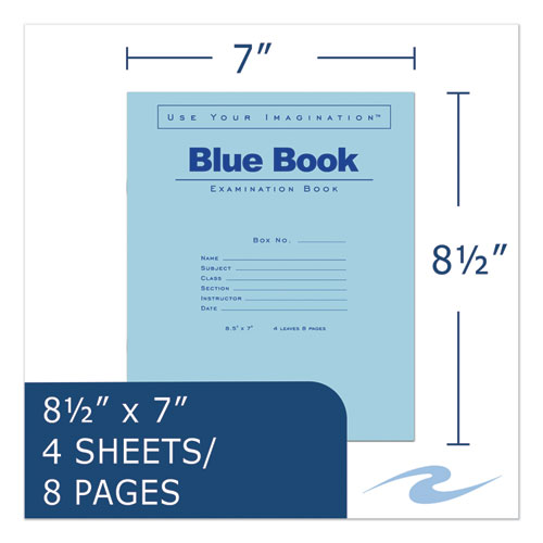 EXAMINATION BLUE BOOK, WIDE/LEGAL RULE, 8.5 X 7, WHITE, 4 SHEETS
