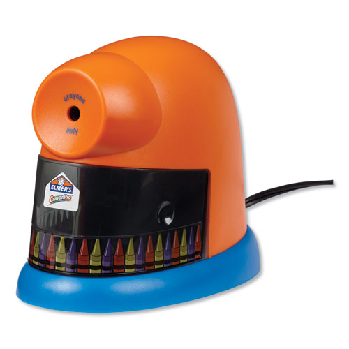 Image of CrayonPro Electric Sharpener, School Version, AC-Powered, 5.63 x 8.75 x 7.13, Orange/Blue