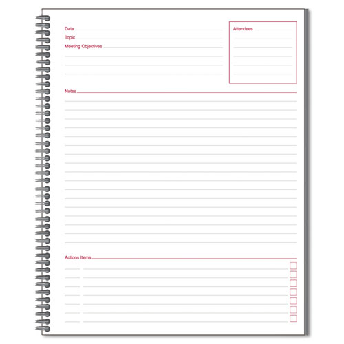 Cambridge® Side Bound Guided Business Notebook, Linen, Meeting Notes, 11 x 8 1/4, 80 Sheets