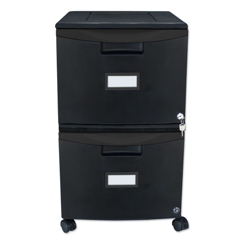 Image of Storex Two-Drawer Mobile Filing Cabinet, 2 Legal/Letter-Size File Drawers, Black, 14.75" X 18.25" X 26"
