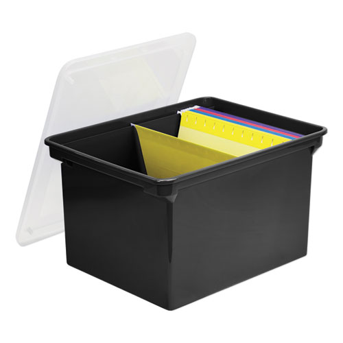 Image of Plastic File Tote, Letter/Legal Files, 18.5" x 14.25" x 10.88", Black/Clear
