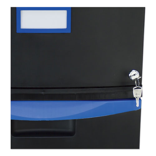 Image of Two-Drawer Mobile Filing Cabinet, 2 Legal/Letter-Size File Drawers, Black/Blue, 14.75" x 18.25" x 26"