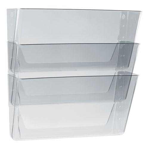 Recycled Plastic Cubicle Triple File Pocket, Cubicle Pins Mount, 13.5 x  4.75 x 28, Charcoal