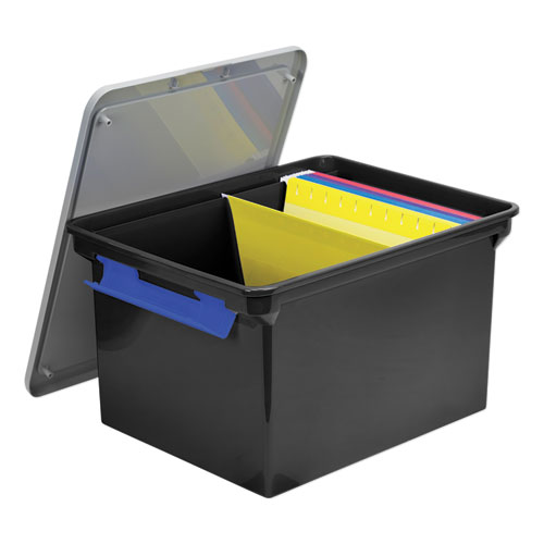 Image of Portable File Tote with Locking Handles, Letter/Legal Files, 18.5" x 14.25" x 10.88", Black/Silver