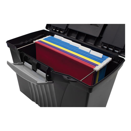 Portable Letter/Legal Filebox with Organizer Lid, Letter/Legal Files, 14.5" x 10.5" x 12", Black