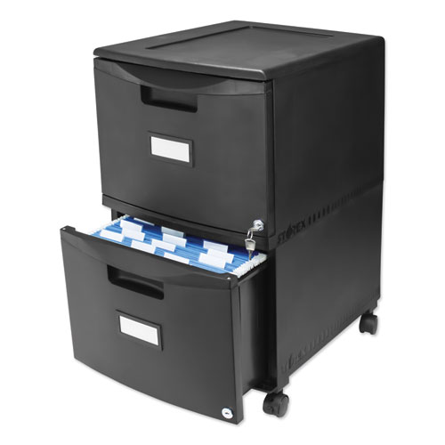 Image of Two-Drawer Mobile Filing Cabinet, 2 Legal/Letter-Size File Drawers, Black, 14.75" x 18.25" x 26"