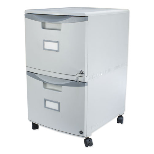 Image of Two-Drawer Mobile Filing Cabinet, 2 Legal/Letter-Size File Drawers, Gray, 14.75" x 18.25" x 26"