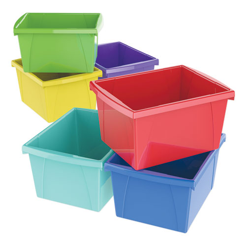 Storex Small Cubby Bin, Red, 5-Pack