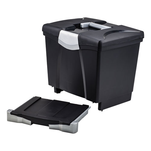 Image of Storex Portable File Box With Drawer, Letter Files, 14" X 11.25" X 14.5", Black