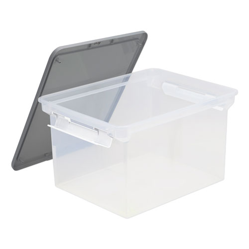 Really Useful Box 9.51 Qt. Latch Lid Storage Tote, 15.55 x 10.04 x 6.1, Dove Gray/Green, 4/Pack