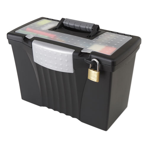 Portable Letter/Legal Filebox with Organizer Lid, Letter/Legal Files, 14.5" x 10.5" x 12", Black