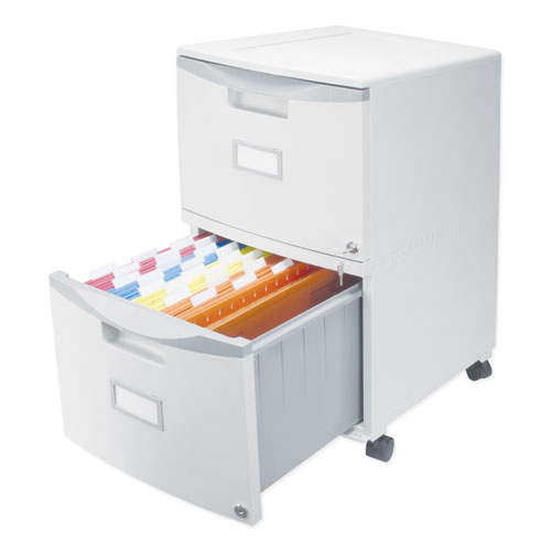 Image of Two-Drawer Mobile Filing Cabinet, 2 Legal/Letter-Size File Drawers, Gray, 14.75" x 18.25" x 26"