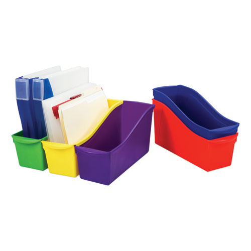 Image of Interlocking Book Bins, 4.75" x 12.63" x 7", Assorted Colors, 5/Pack