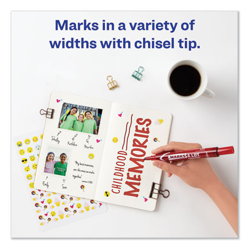 Image of MARKS A LOT Large Desk-Style Permanent Marker, Broad Chisel Tip, Red, Dozen (8887)