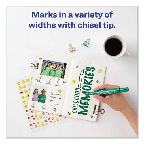 Image of MARKS A LOT Regular Desk-Style Permanent Marker, Broad Chisel Tip, Green, Dozen (7885)