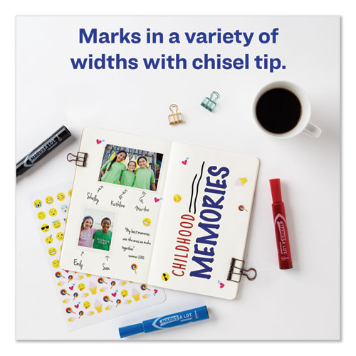 Image of MARKS A LOT Regular Desk-Style Permanent Marker, Broad Chisel Tip, Assorted Colors, 4/Set (7905)