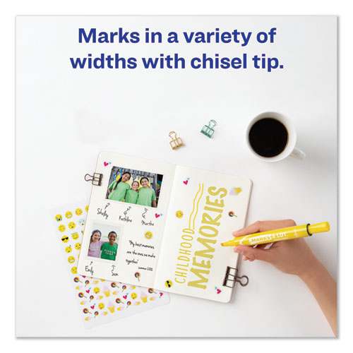 Image of MARKS A LOT Large Desk-Style Permanent Marker, Broad Chisel Tip, Yellow, Dozen (8882)