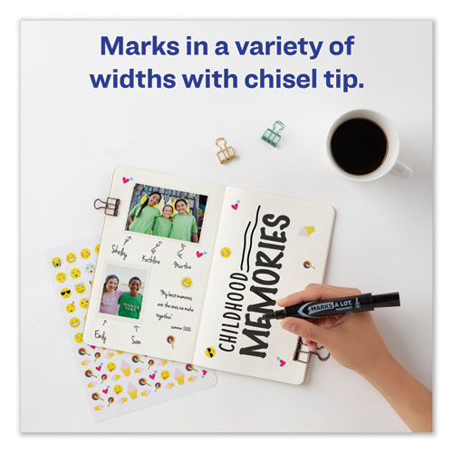 Image of MARKS A LOT Regular Desk-Style Permanent Marker, Broad Chisel Tip, Black, Dozen (7888)