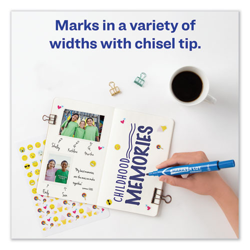 Image of MARKS A LOT Large Desk-Style Permanent Marker, Broad Chisel Tip, Blue, Dozen (8886)