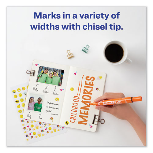 Image of Avery® Marks A Lot Large Desk-Style Permanent Marker, Broad Chisel Tip, Orange, Dozen (8883)