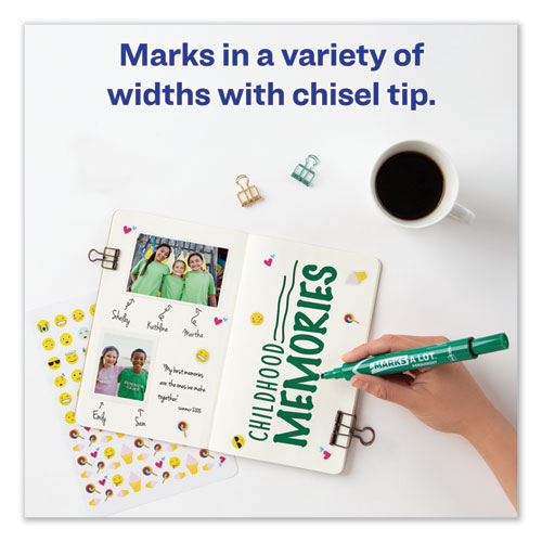 Image of MARKS A LOT Large Desk-Style Permanent Marker, Broad Chisel Tip, Green, Dozen (8885)