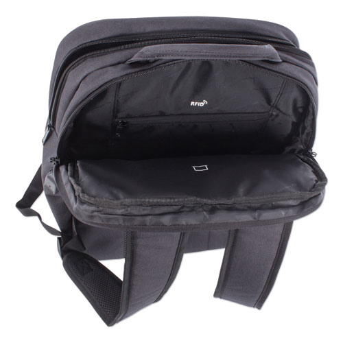 Image of Swiss Mobility Cadence 2 Section Business Backpack, Fits Devices Up To 15.6", Polyester, 6 X 6 X 17, Charcoal