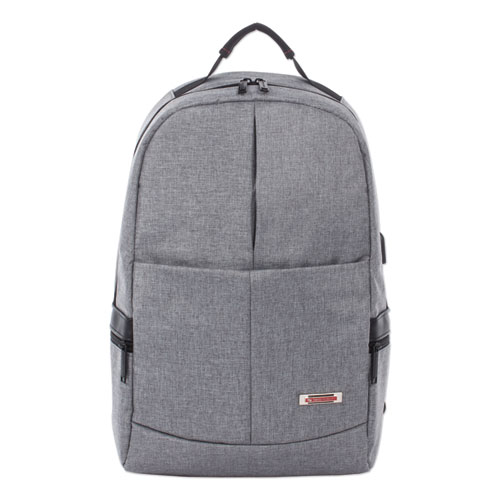 Swiss Mobility Sterling Slim Business Backpack, Holds Laptops 15.6", 5.5" x 5.5" x 18", Gray